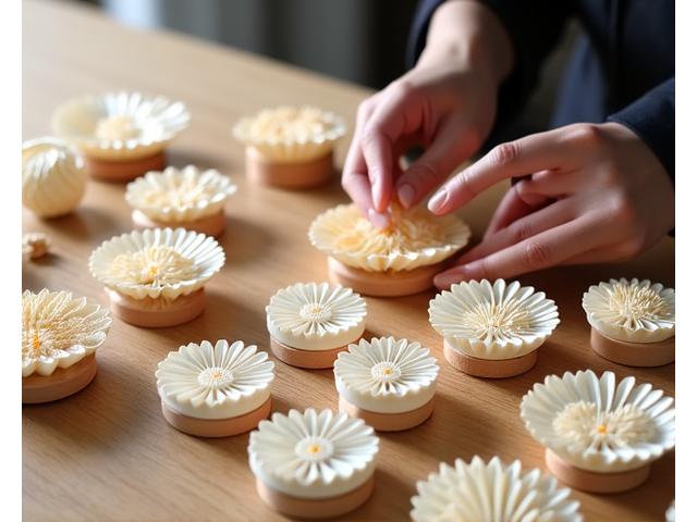 다채로운 한지 작품을 만들고 있는 모습