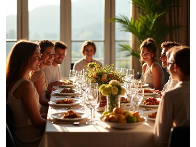 행복하게 모인 가족들의 따뜻한 모임