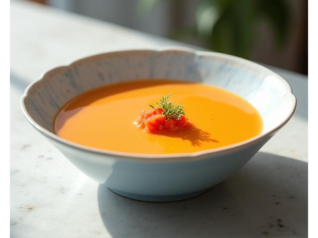 속초 대게로 만든 부드러운 모던 프렌치 비스크 수프