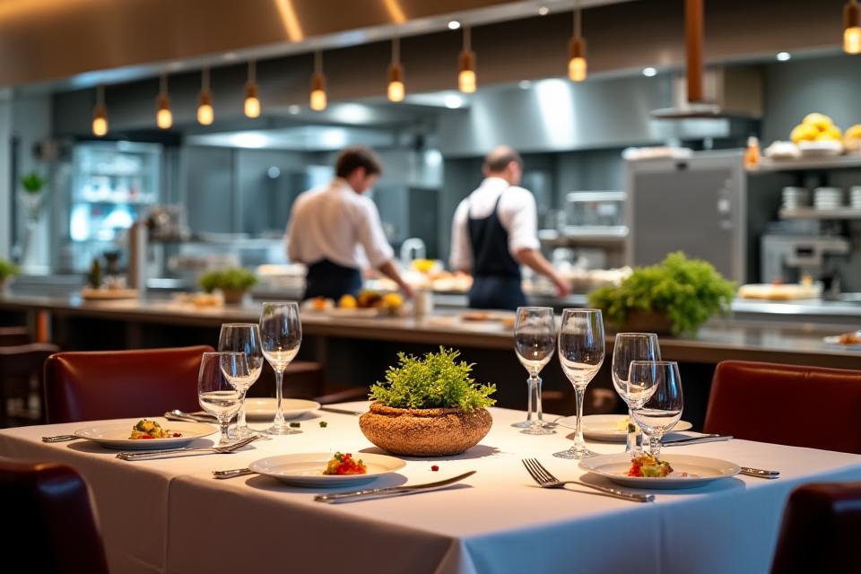 요리 과정을 직접 보며 식사하는 셰프 테이블의 모습