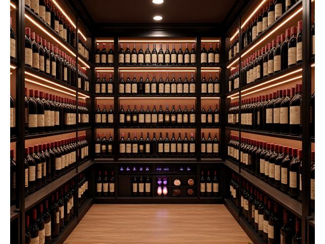다양한 종류의 프리미엄 와인병들이 진열된 와인 셀러