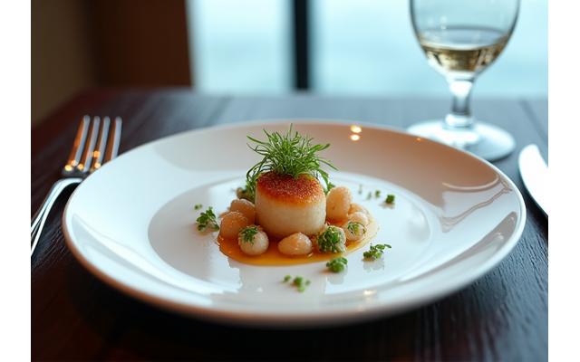 고급 테이블 세팅이 된 파인다이닝 레스토랑