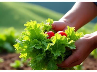 신선한 농산물을 수확하는 지역 농부의 모습